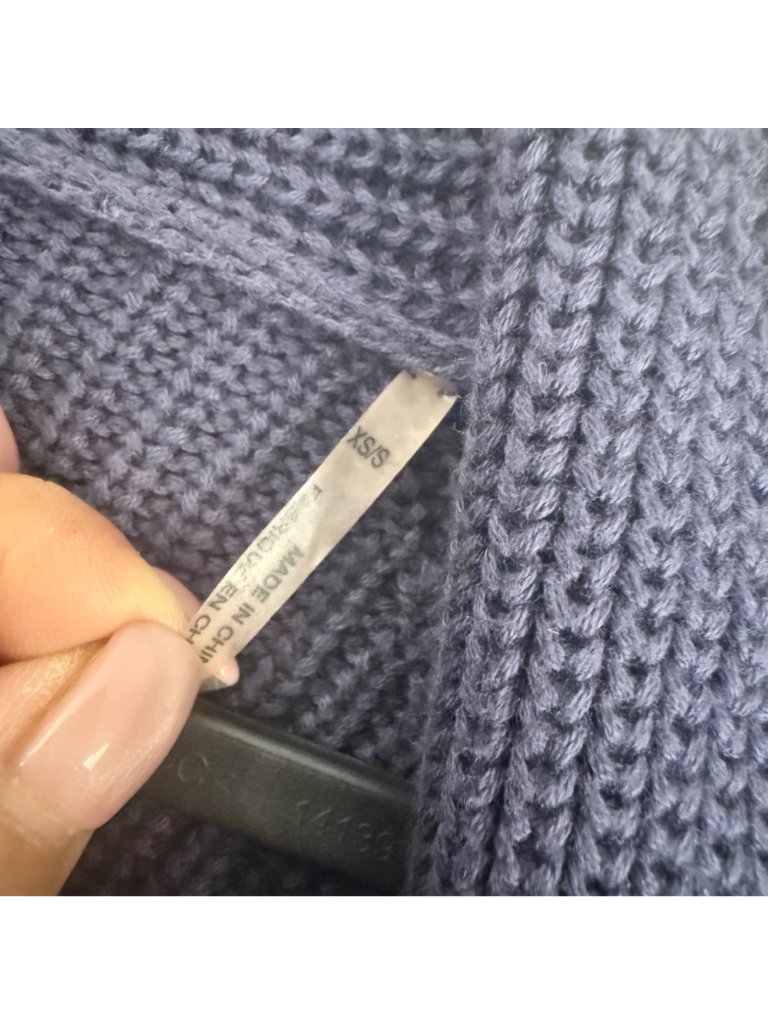 Margaret O'leary Navy Blue Chunky Knit Wide Sleeve Cardigan Sweater Womens Xs/S — image 3 of 6